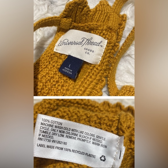 EUC- Universal Thread Mustard Knit/chrochet stretchy Romper, wore once - Picture 6 of 10